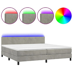 Sommier à lattes LED,Cadre à lattes de lit avec matelas pour Adulte Gris clair 200x200 cm -MN77903