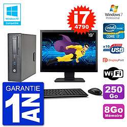 PC HP EliteDesk 800 G1 SFF Ecran 19" i7-4790 8Go 250Go Graveur DVD Wifi W7 - Occasion