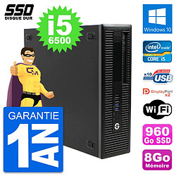 PC HP EliteDesk 800 G2 SFF Intel Core i5-6500 RAM 8Go SSD 960Go Windows 10 Wifi - Occasion