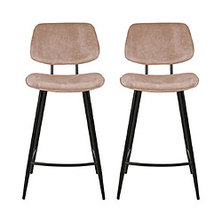 Mes Lot de 2 chaises de bar H68 en tissu velours beige - SITEA