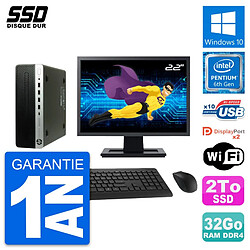 PC HP ProDesk 600 G3 SFF Ecran 22" Intel G4400 RAM 32Go SSD 2To Windows 10 Wifi · Occasion 