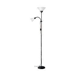 Brilliant (Lighting) Lampadaire avec liseuse SPARI 4 1x60W E27 NOIR VERRE BLANC