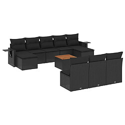 vidaXL Salon de jardin 11 pcs avec coussins noir résine tressée