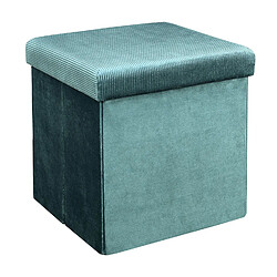 The Home Deco Factory Pouf coffre pliable en velours design Giulia - L. 38 x H. 38 cm - Bleu