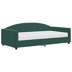 Maison Chic Lit de jour avec matelas, Lit de repos Lit d'invité pour Salon Chambre,Canapé-lit vert foncé 100x200 cm velours -MN95368