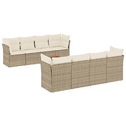 vidaXL Salon de jardin avec coussins 9 pcs beige résine tressée