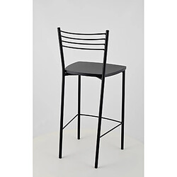 T M C S Tommychairs - Set 4 tabourets ELENA, structure en acier noir mat et assise en bois aniline noir pas cher