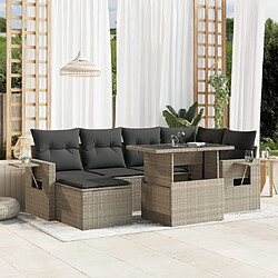 vidaXL Salon de jardin avec coussins 7 pcs gris clair résine tressée 