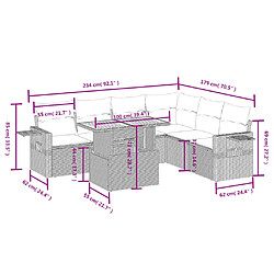 Acheter vidaXL Salon de jardin avec coussins 7 pcs gris résine tressée