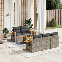 Maison Chic Ensemble Tables et chaises d'extérieur 6pcs avec coussins,Salon de jardin gris résine tressée -GKD610001