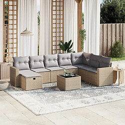 vidaXL Salon de jardin avec coussins 9pcs mélange beige résine tressée