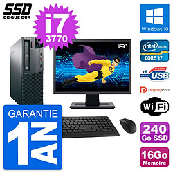 PC Lenovo M82 SFF Ecran 19" Intel i7-3770 RAM 16Go SSD 240Go Windows 10 Wifi · Occasion 