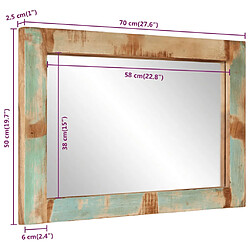 vidaXL Miroir 70x50 cm bois massif de récupération et verre pas cher