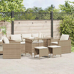 vidaXL Salon de jardin avec coussins 6 pcs beige résine tressée