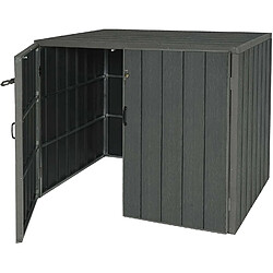 Decoshop26 Abri de poubelles extérieur conteneurs à ordures jusqu'à 4 bacs 117x142x102 cm aspect bois métal extensible gris 04_0005606