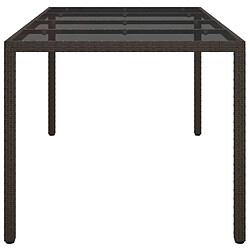 Avis vidaXL Table de jardin Marron 190x90x75 cm Verre trempé/résine tressée