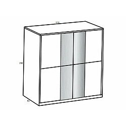 Inside 75 Armoire JUDE 179 x 198 cm 2 portes coulissantes miroir intégré décor graphite façade digi-steel-optic