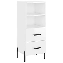 Maison Chic Buffet,Meuble de Rangement,commode pour salon,Cuisine Blanc brillant 34,5x34x180 cm Bois d'ingénierie -MN13642 pas cher