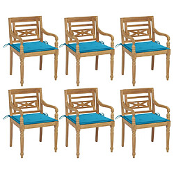 vidaXL Chaises Batavia avec coussins lot de 6 Bois de teck solide 