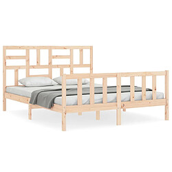 Maison Chic Cadre/structure de lit avec tête de lit pour adulte - Lit Moderne Chambre King Size bois massif -MN45104