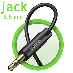 Belkin Câble Audio Jack 3.5mm Connecteurs Métalliques Cordon Gaine Tressée Noir pas cher