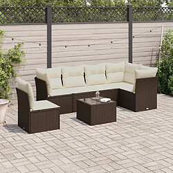 vidaXL Salon de jardin avec coussins 6 pcs marron résine tressée 