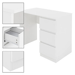 Avis Bureau avec trois tiroirs 90x76x50 cm Blanc en bois ML-Design