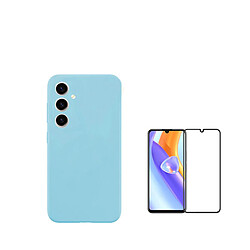 Kit de film en verre trempé de la couverture de 5D + couvercle de silicone liquide Phonecare pour Samsung Galaxy A05s - Bleu clair 