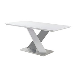 Vente-Unique Table à manger SALVA - 6 personnes - MDF laqué - Blanc et anthracite