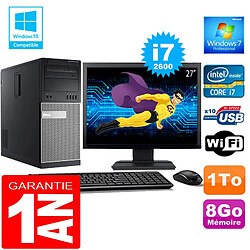 PC Tour DELL 7010 Core I7-2600 Ram 8Go Disque 1 To Wifi W7 Ecran 27" · Occasion 