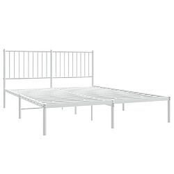 Acheter Maison Chic Lit adulte 150x200cm- Cadre de lit métal avec tête de lit pour chambre blanc -MN19994