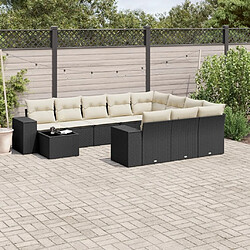 Maison Chic Salon de jardin 11 pcs avec coussins | Ensemble de Table et chaises | Mobilier d'Extérieur noir résine tressée -GKD45498