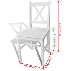 Maison Chic Lot de 2 Chaises à manger,Chaise pour cuisine,Solide Structure blanc bois de pin -MN58038 pas cher