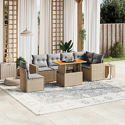 vidaXL Salon de jardin avec coussins 7 pcs beige résine tressée 