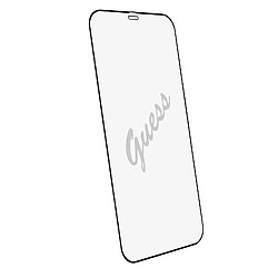 Guess Maroquinerie Verre trempé iPhone 12 Pro Max 9H Résistant avec Logo Guess Contour Noir