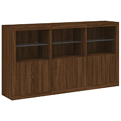 Avis Maison Chic Commode Buffet - Meuble de rangement avec lumières LED chêne marron 181,5x37x100 cm -GKD53220