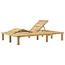 Acheter Helloshop26 Transat chaise longue bain de soleil lit de jardin terrasse meuble d'extérieur double bois de pin imprégné de vert 02_0012745