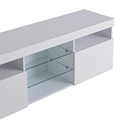 Meuble TV moderne blanc, éclairage LED variable, salon et salle à manger 180cm pas cher