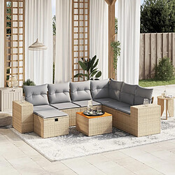 vidaXL Salon de jardin avec coussins 8pcs mélange beige résine tressée 