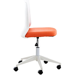 Decoshop26 Chaise de bureau sur roulettes moderne pivotante hauteur réglable plastique blanc et synthétique orange BUR10497