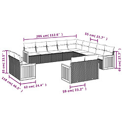 Avis vidaXL Salon de jardin avec coussins 13 pcs beige résine tressée