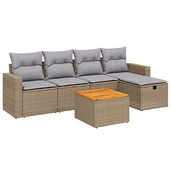 vidaXL Salon de jardin avec coussins 6pcs mélange beige résine tressée