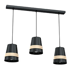 HOMEMANIA Lampe à suspension Venezia Black - Chandelier - Plafond - Noir, Bois en Métal, Bois, 60 x 14 x 100 cm, 3 x E27, Max 60W 