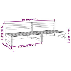 vidaXL Canapés centraux de jardin 2 pcs noir 120x80 cm bois pin massif pas cher