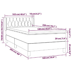 vidaXL Sommier à lattes de lit avec matelas Gris foncé 100x200 cm pas cher