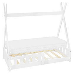 ML-Design Lit d'enfant Tipi avec matelas lit avec protection antichute pin blanc 70x140 cm