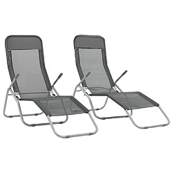 vidaXL Chaises longues pliables lot de 2 Textilène Anthracite 