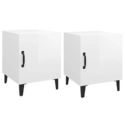 vidaXL Tables de chevet 2 pcs Blanc brillant Bois d'ingénierie