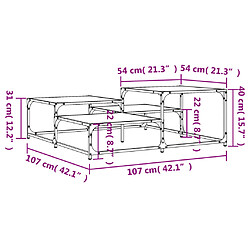 vidaXL Table basse sonoma gris 107x107x40 cm bois d'ingénierie pas cher