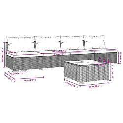 vidaXL Salon de jardin 5 pcs avec coussins résine tressée gris pas cher